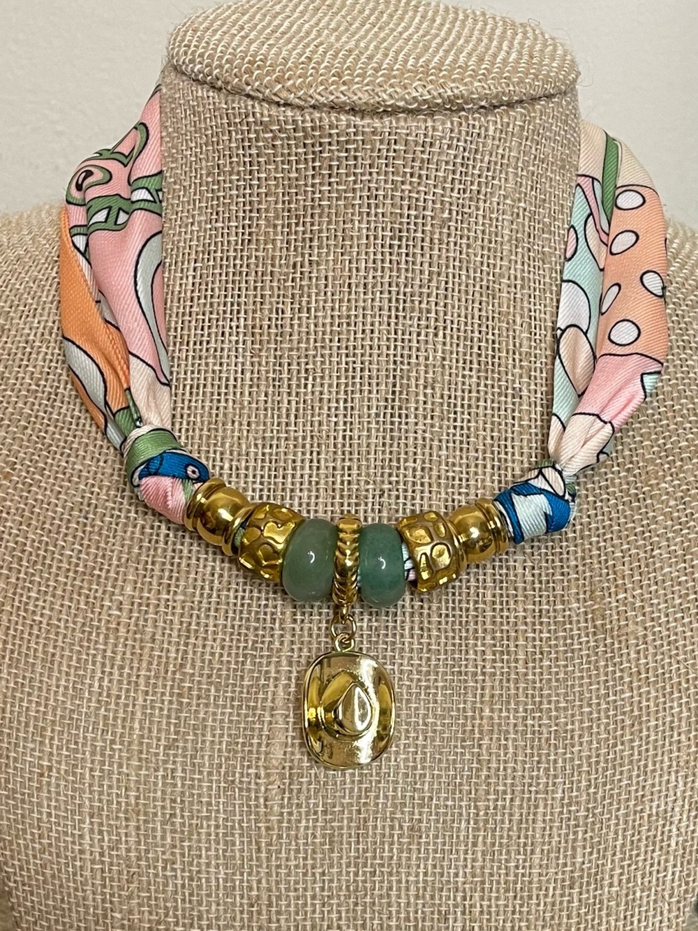 Scarf Necklace with Western Cowgirl Hat Charm NWOT